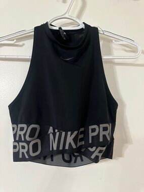 Nike Black Cropped Performance Tank with Branded Elastic Band